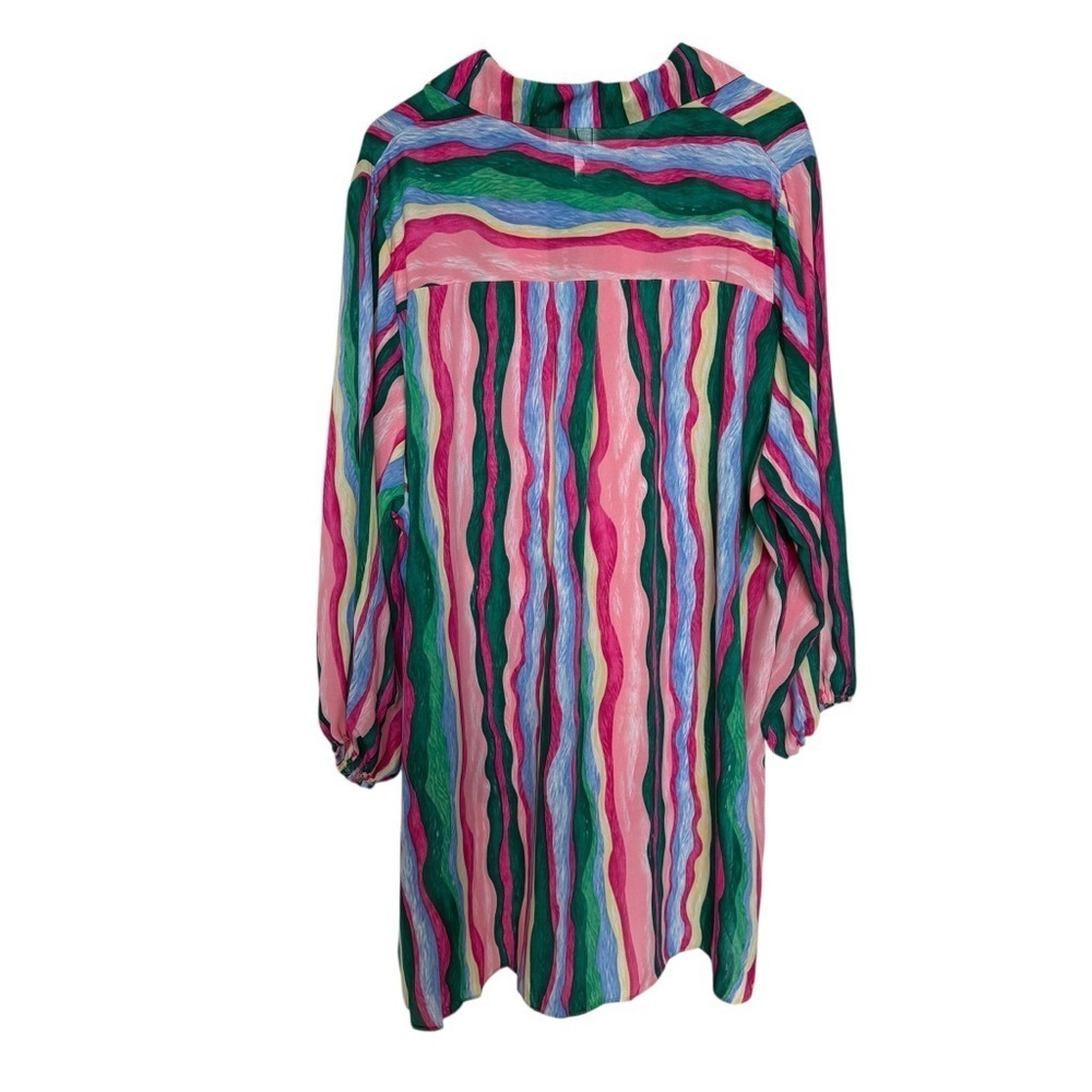 Beulah Women's Multicolor Striped Tunic Dress O/S 3/4 Sleeve Silk Blend Casual - Picture 6 of 9